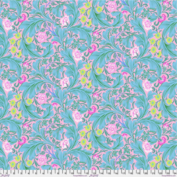 Kaffe Fassett x Morris & Co 'Leicester' PWKW011 Aqua: by the 1/2m