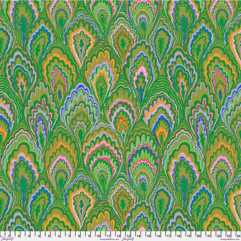 Kaffe Fassett Collective | February 2025 'Marble Scallops' PWGP207 Green: by the 1/2m