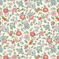 Liberty | Tudor Celebration 'Haberdashery Floral' 443B (Coral/Pink Multi): by the ½m