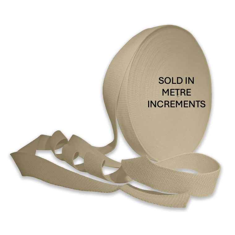 Webbing: 25mm Wide: Cotton Blend Heavy Duty: TAUPE by the METRE