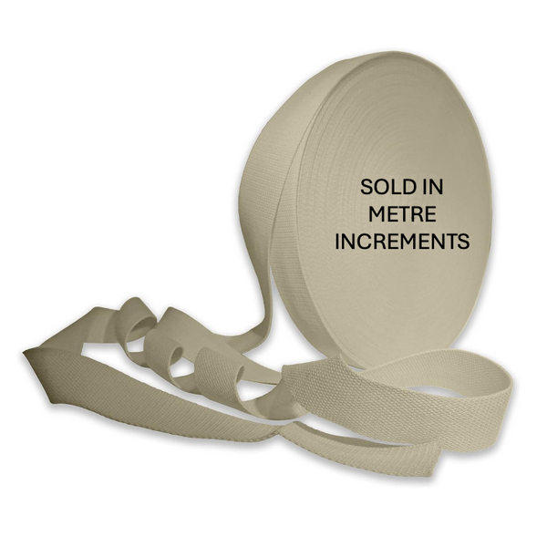 Webbing: 25mm Wide: Cotton Blend Heavy Duty: CREAM by the METRE