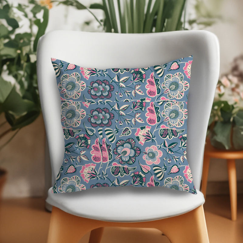 Anbo | Amsterdam RAYON (145cm wide) 'Stylised Floral Elements' ANBO1000 LIGHT BLUE: by the METRE