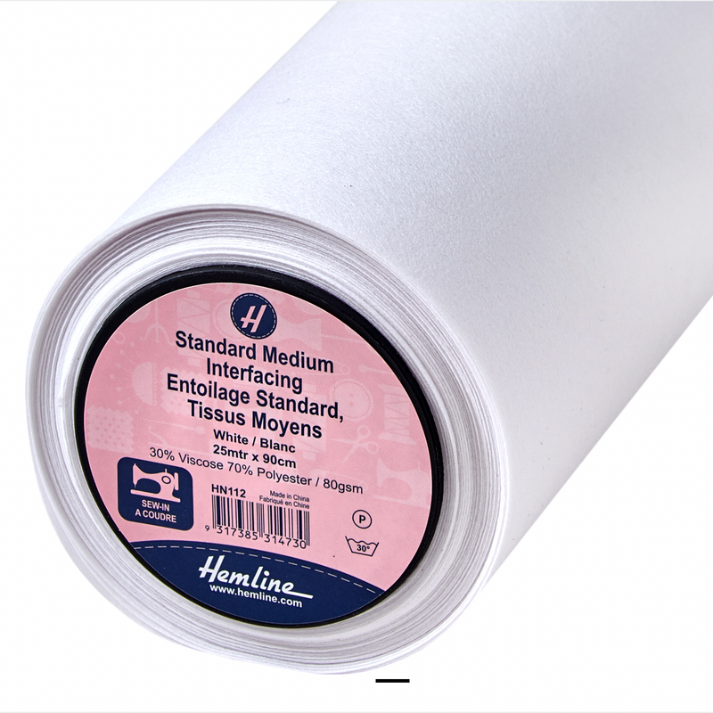INTERFACING CLEARANCE: Hemline HN112 Standard Medium Sew-In: WHITE: PRECUT 1 METRE