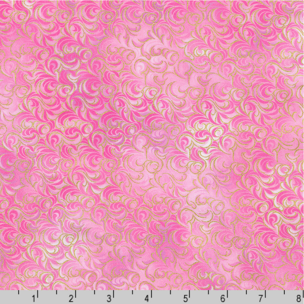 Robert Kaufman Fabrics | Mixed Metallics 'Swirls' SRKDM-23067-122 CAMELLIA: by the 1/2m
