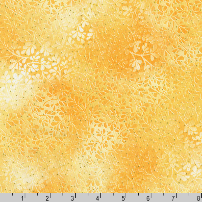 Robert Kaufman Fabrics | Mixed Metallics 'Foliage' SRKDM-23068-128 DAFFODIL: by the 1/2m