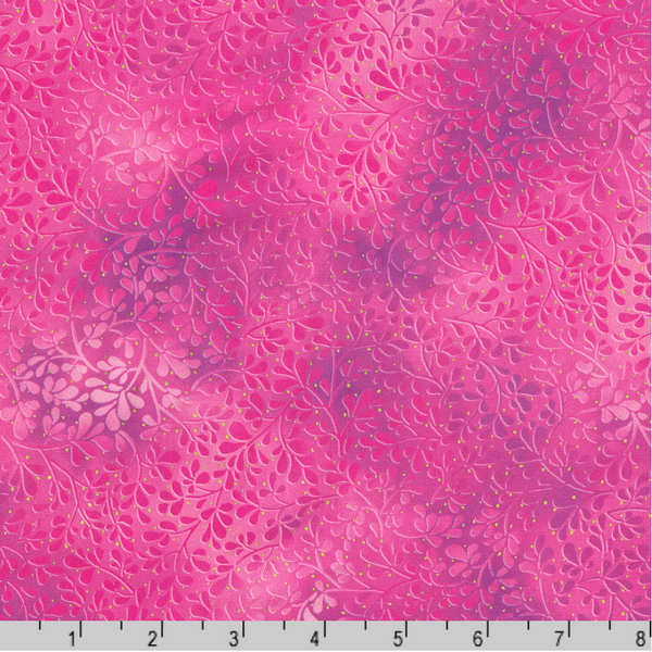 Robert Kaufman Fabrics | Mixed Metallics 'Foliage' SRKDM-23068-301 AZALEA: by the 1/2m
