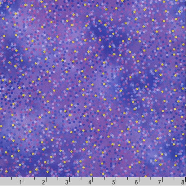BOLT END PIECE: Robert Kaufman Fabrics | Mixed Metallics 'Dotty' SRKDM-23069-22 VIOLET: Approx 1.88m