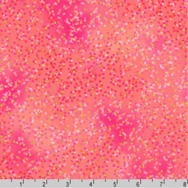 Robert Kaufman Fabrics | Mixed Metallics 'Dotty' SRKDM-23069-143 CORAL: by the 1/2m