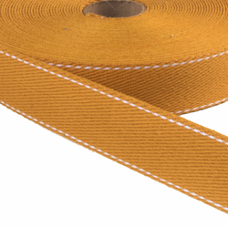 Webbing: 30mm Wide: Stitched Edge Design: Mustard Yellow: by the METRE