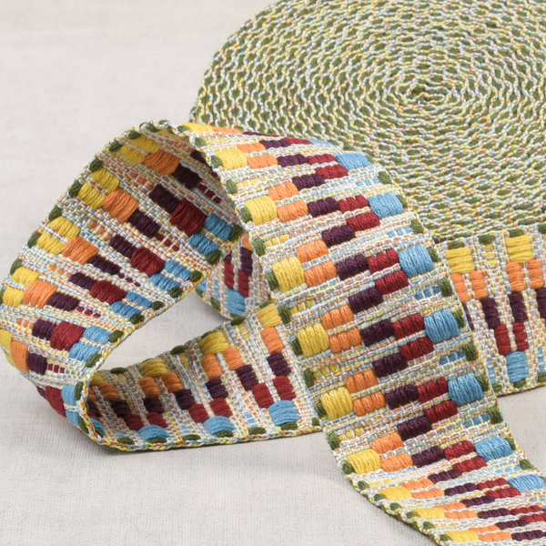 Webbing: 1½" / 38mm Wide: Ethnic Design: by the METRE: Multicoloured