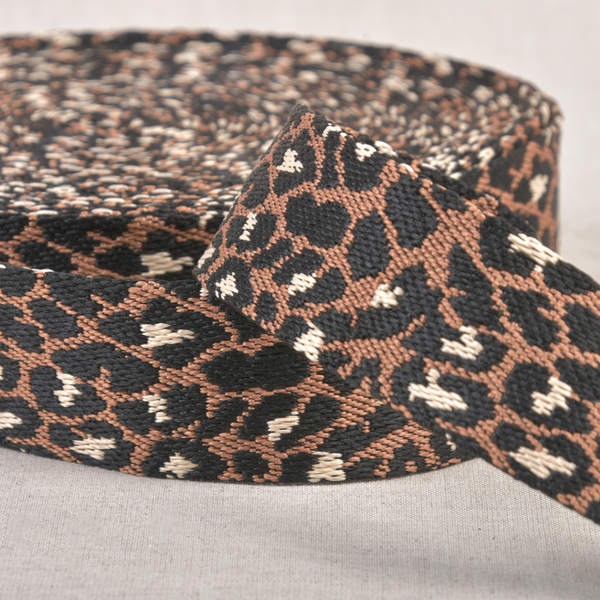 Webbing: 1½" / 38mm Wide: Animal Design: by the METRE: Chocolate Brown