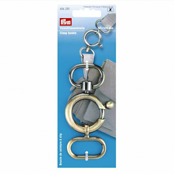 HARDWARE: Prym Clasp Buckle Antique Brass 35mm x 105mm: 416 281