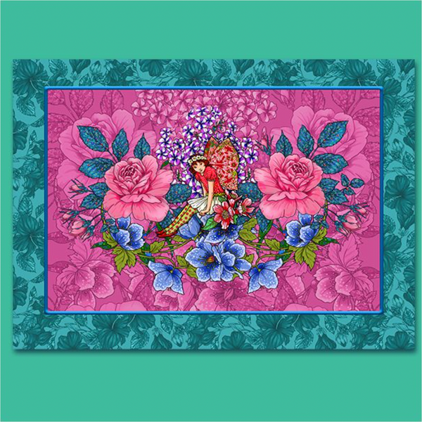 Odile Bailloeul: Carte Velours 'Fées de l'aube' (Velvet Card 'Dawn Fairies'): Approx 26cm x 36cm / 10¼" x 14¼" Panel
