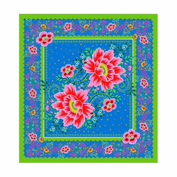 Odile Bailloeul: Panneau Velours 'Chandernagor Bleu' (Velvet Panel 'Chandernagor Blue'): Approx 50cm x 46cm / 18" x 19¾" Panel