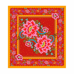 Odile Bailloeul: Panneau Velours 'Chandernagor Rouge' (Velvet Panel 'Chandernagor Red'): Approx 50cm x 46cm / 18" x 19¾" Panel