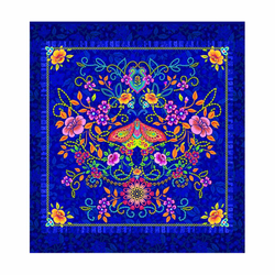 Odile Bailloeul: Panneau Velours 'Pushkar Bleu Nuit' (Velvet Panel 'Pushkar Midnight Blue'): Approx 50cm x 46cm / 18" x 19¾" Panel