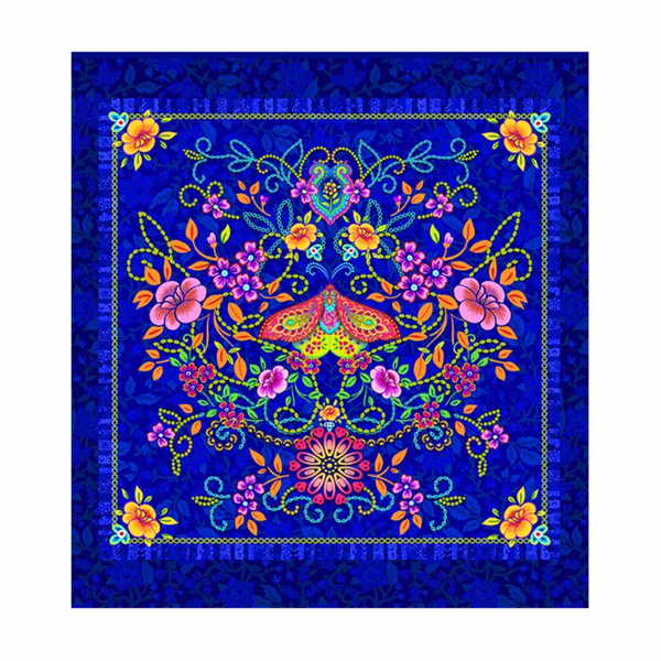 Odile Bailloeul: Panneau Velours 'Pushkar Bleu Nuit' (Velvet Panel 'Pushkar Midnight Blue'): Approx 50cm x 46cm / 18" x 19¾" Panel