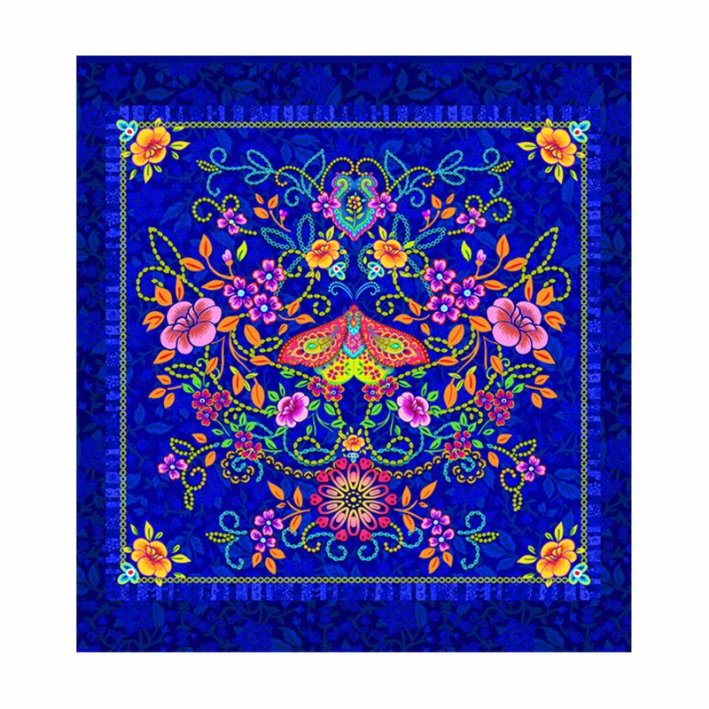 Odile Bailloeul: Panneau Velours 'Pushkar Bleu Nuit' (Velvet Panel 'Pushkar Midnight Blue'): Approx 50cm x 46cm / 18" x 19¾" Panel