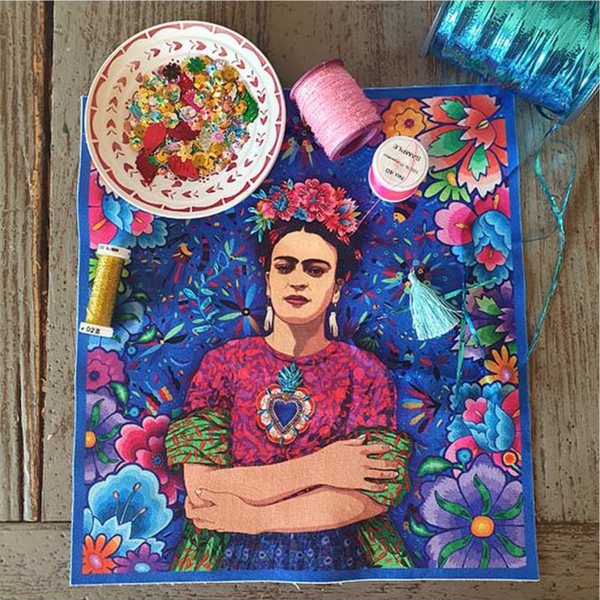 Odile Bailloeul: Carte Velours 'Frida Kahlo' (Velvet Card 'Frida Kahlo'): Approx 28cm x 31cm / 11" x 12" Panel