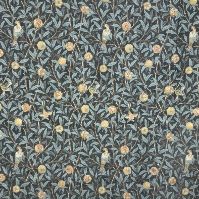 Chatham Glyn | Crafty Outdoor Digital Water-Repellent 'Birds Pomegranate' COD049 Anthracite: by the 1/2m
