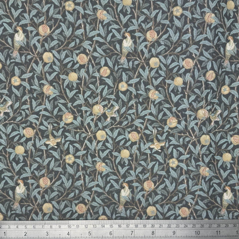 Chatham Glyn | Crafty Outdoor Digital Water-Repellent 'Birds Pomegranate' COD049 Anthracite: by the 1/2m