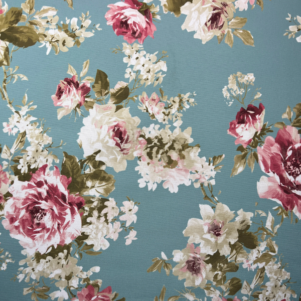 Chatham Glyn | Crafty Outdoor Digital Water-Repellent 'English Rose' COD019 Duckegg: by the 1/2m