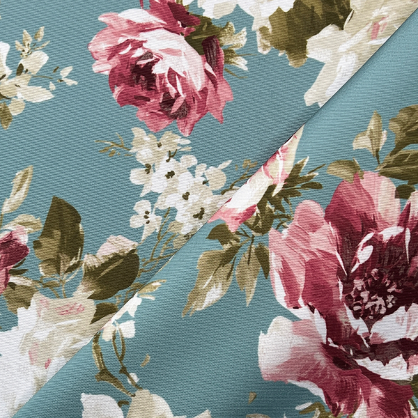 Chatham Glyn | Crafty Outdoor Digital Water-Repellent 'English Rose' COD019 Duckegg: by the 1/2m