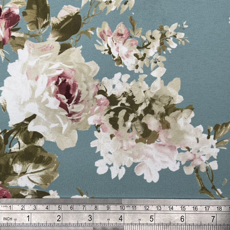 Chatham Glyn | Crafty Outdoor Digital Water-Repellent 'English Rose' COD019 Duckegg: by the 1/2m