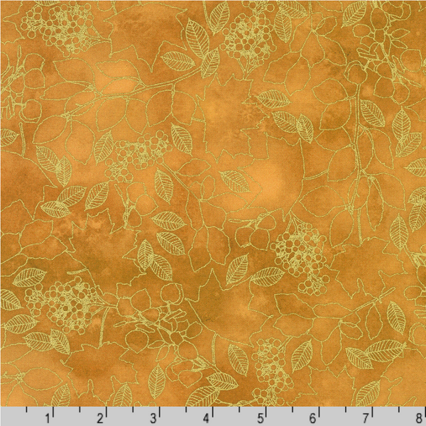 Robert Kaufman Fabrics | Warm Welcome 'Leaf Sketch' AWHDM-22967-142 AMBER: by the 1/2m