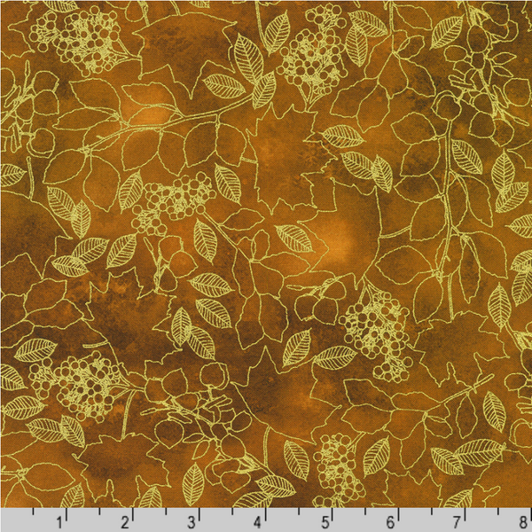 Robert Kaufman Fabrics | Warm Welcome 'Leaf Sketch' AWHDM-22967-179 RUST: by the 1/2m