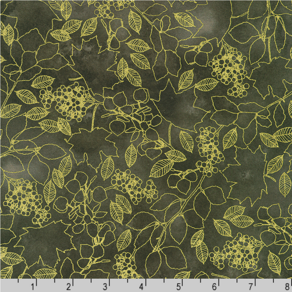 Robert Kaufman Fabrics | Warm Welcome 'Leaf Sketch' AWHDM-22967-305 GRAPHITE: by the 1/2m
