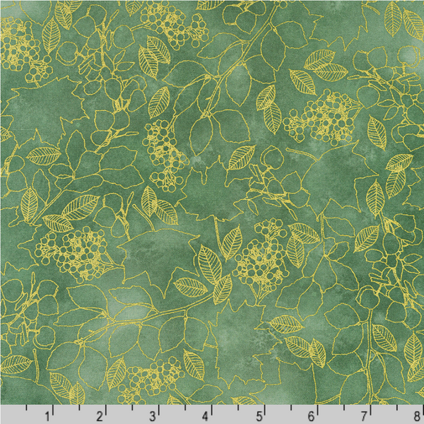 Robert Kaufman Fabrics | Warm Welcome 'Leaf Sketch' AWHDM-22967-385 EUCALYPTUS: by the 1/2m