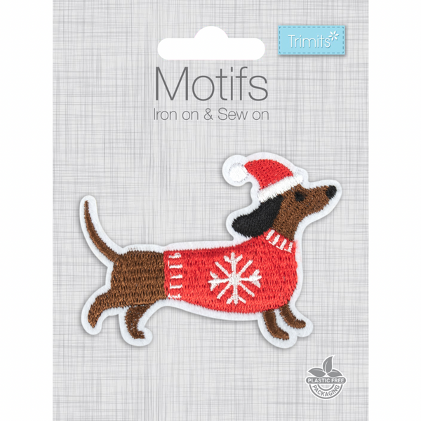 TRIMITS: Iron On & Sew On Motif: Christmas Dachshund
