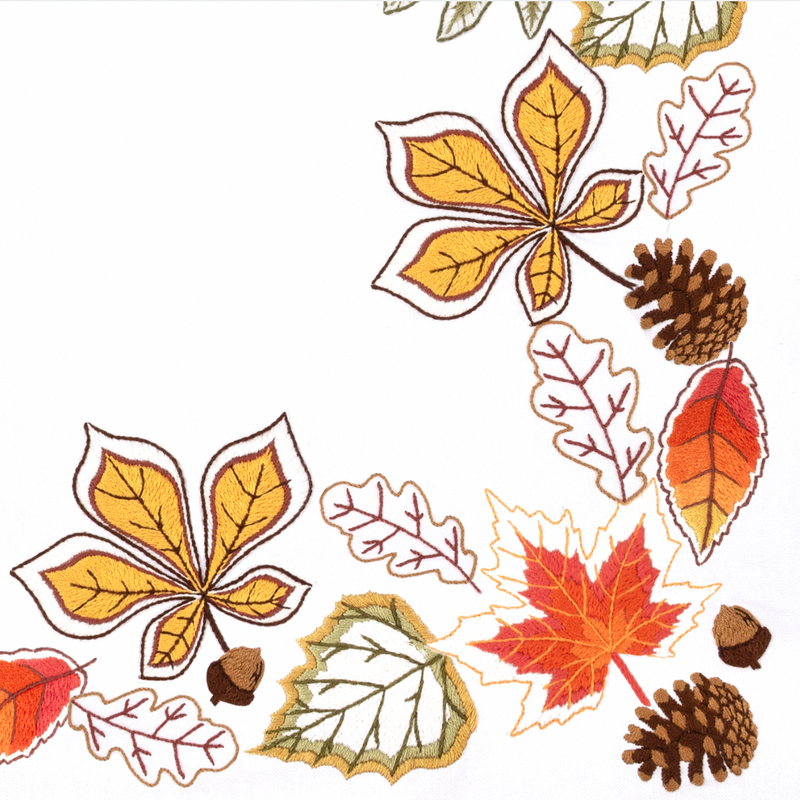 TRIMITS: Pre-Printed Embroidery Tablecloth Kit: Autumn Leaves