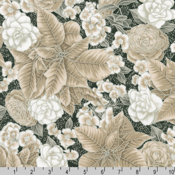Robert Kaufman Fabrics | Holiday Flourish Peppermint Twist 'Large Floral' SRKM-22946-304 SHADOW: by the 1/2m