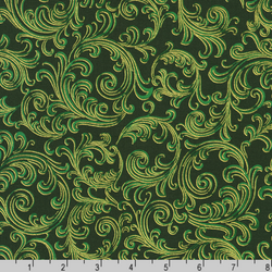 Robert Kaufman Fabrics | Holiday Flourish Peppermint Twist 'Scroll' SRKM-22949-274 PINE: by the 1/2m