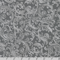 Robert Kaufman Fabrics | Holiday Flourish Peppermint Twist 'Scroll' SRKM-22949-305 GRAPHITE: by the 1/2m