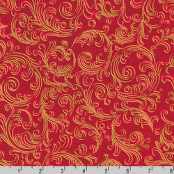 Robert Kaufman Fabrics | Holiday Flourish Peppermint Twist 'Scroll' SRKM-22949-91 CRIMSON: by the 1/2m