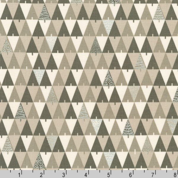 Robert Kaufman Fabrics | Holiday Flourish Peppermint Twist 'Stylised Trees' SRKM-22951-160 TAUPE: by the 1/2m