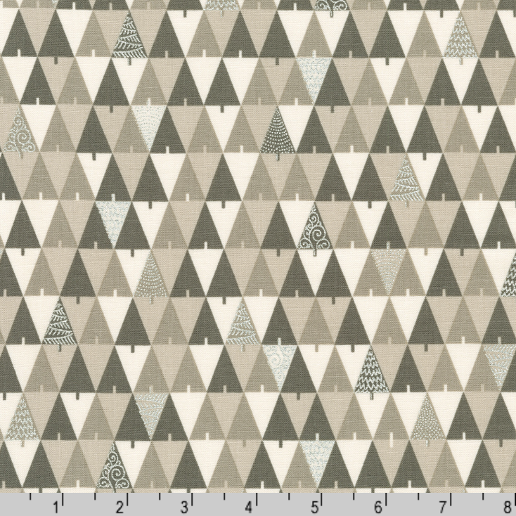Robert Kaufman Fabrics | Holiday Flourish Peppermint Twist 'Stylised Trees' SRKM-22951-160 TAUPE: by the 1/2m