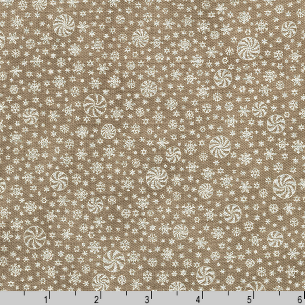 Robert Kaufman Fabrics | Holiday Flourish Peppermint Twist 'Snowflakes' SRKM-22953-160 TAUPE: by the 1/2m