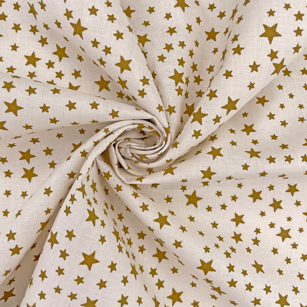 BOLT END: Crafty by Chatham Glyn | Christmas Lifestyle Cotton: 140cm wide: LF097 'Stars' Cream: Approx 0.97m
