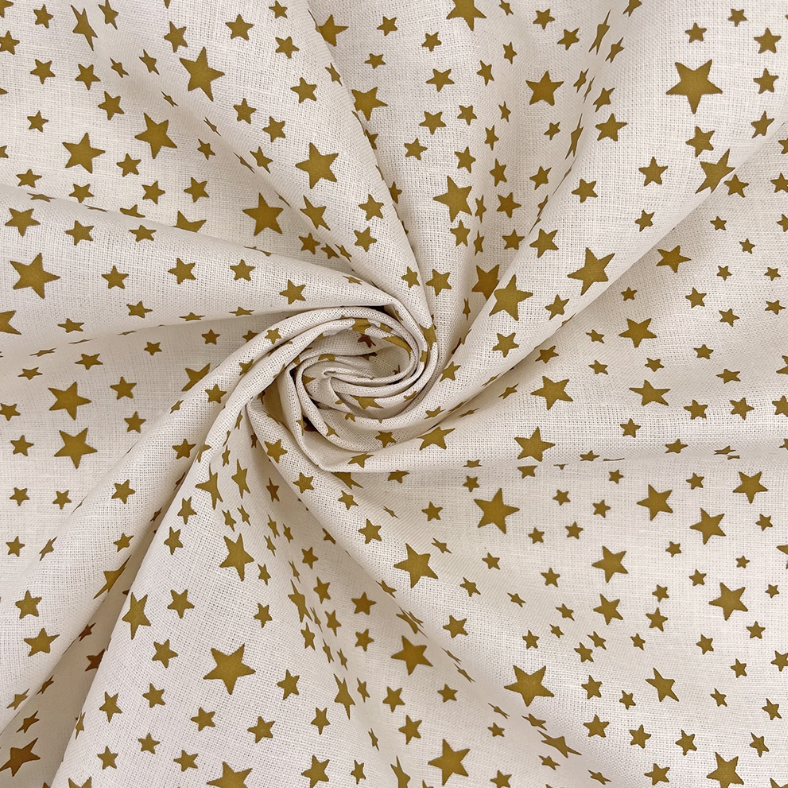 BOLT END: Crafty by Chatham Glyn | Christmas Lifestyle Cotton: 140cm wide: LF097 'Stars' Cream: Approx 0.97m