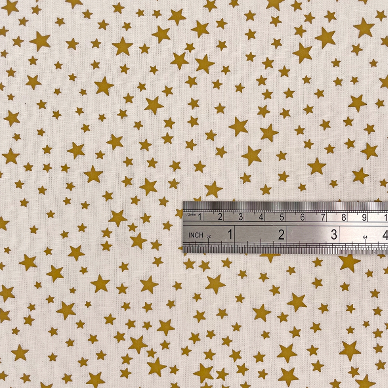 BOLT END: Crafty by Chatham Glyn | Christmas Lifestyle Cotton: 140cm wide: LF097 'Stars' Cream: Approx 0.97m