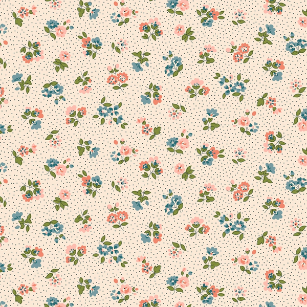 Liberty | Floral Nostalgia 'Flora Beatrice' Coral/Teal 449B: by the 1/2m