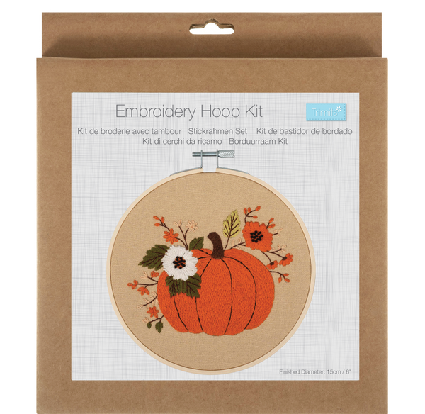 Trimits: Embroidery Kit with Hoop: Pumpkin
