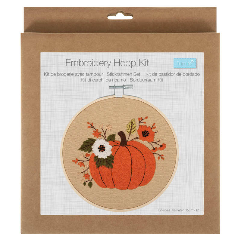 Trimits: Embroidery Kit with Hoop: Pumpkin
