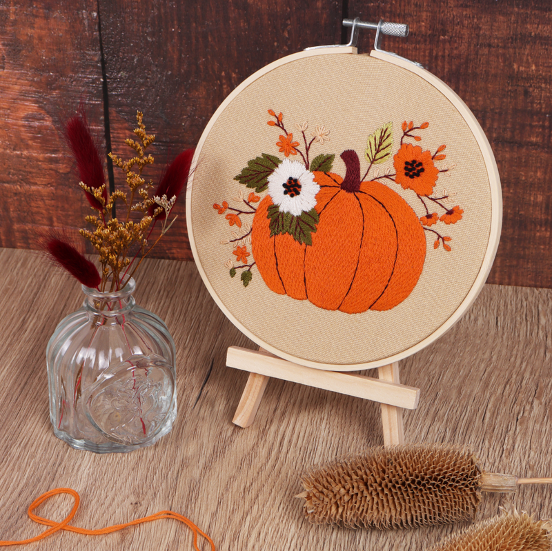 Trimits: Embroidery Kit with Hoop: Pumpkin