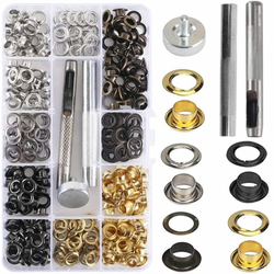 HARDWARE: Eyelet / Grommets with Tools: 6mm size, 200 Sets, 4 colours
