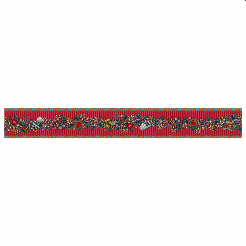 Velvet Border: Odile Bailloeul 'Tatoo' Rouge / 'Tattoo' Red: 13cm wide: by the METRE